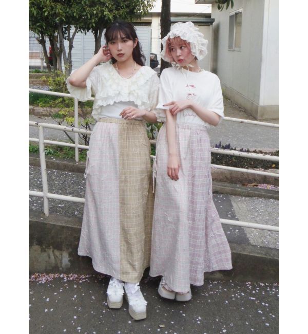 merry jenny「check&times;checkリボンギャザースカート」|スカート|
