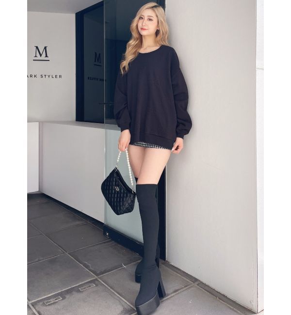 GYDA「チャンキーソールサイハイニットブーツ」|ロングブーツ|