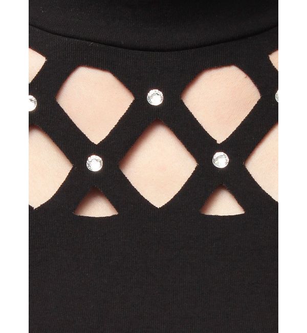 GYDA「latticeカット bijouトップス」|Tシャツ・カットソー|