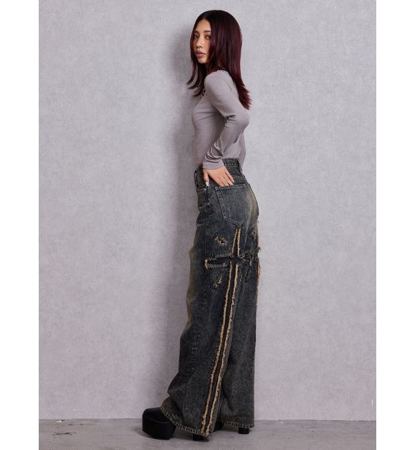 GYDA「latticeカット bijouトップス」|Tシャツ・カットソー|