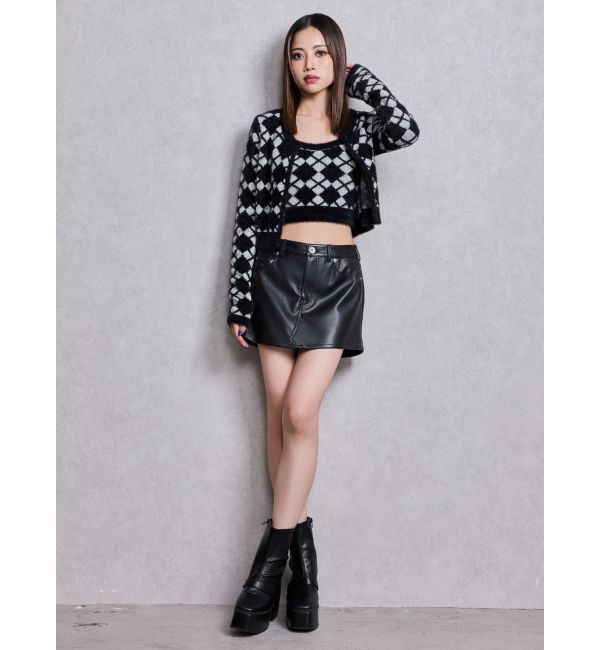 GYDA「Argyll patternミニシャギーニットカーディガン」|カーディガン|