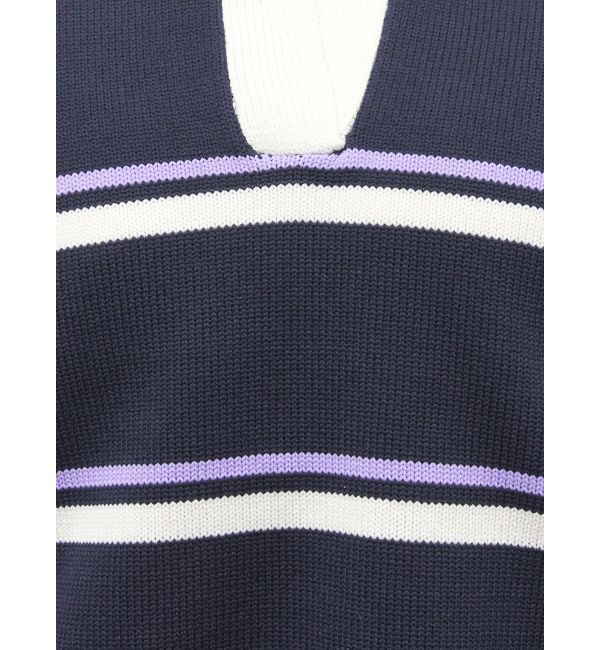 GYDA「スキッパーPOLOボーダーニットトップス」|ニット・セーター|