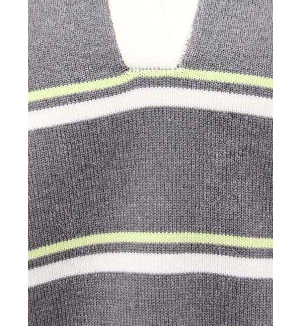 GYDA「スキッパーPOLOボーダーニットトップス」|ニット・セーター|