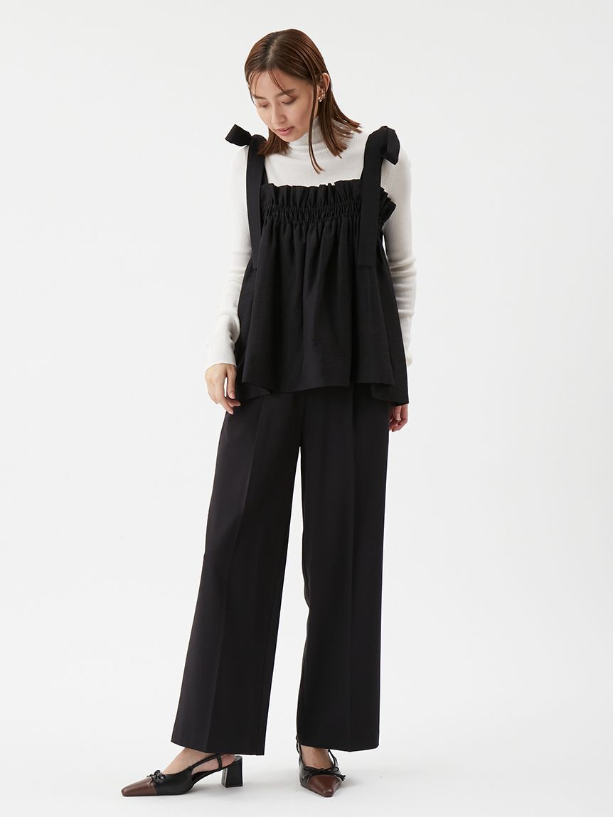Mila Owen「【セットアイテム】ペプラムキャミブラウス&times;パンツ SET UP」|ワンピース|BLK