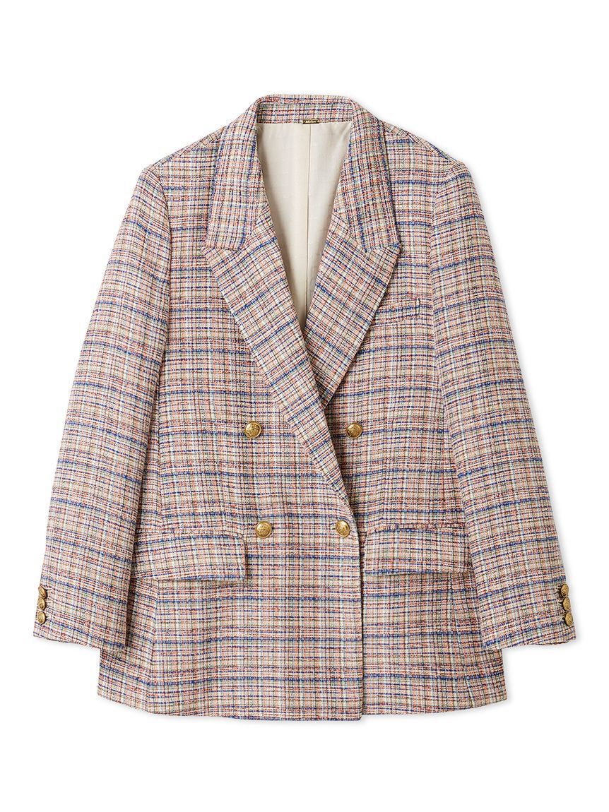 Mila Owen「金釦ダブルブレストツイードブレザー」|テーラードジャケット|