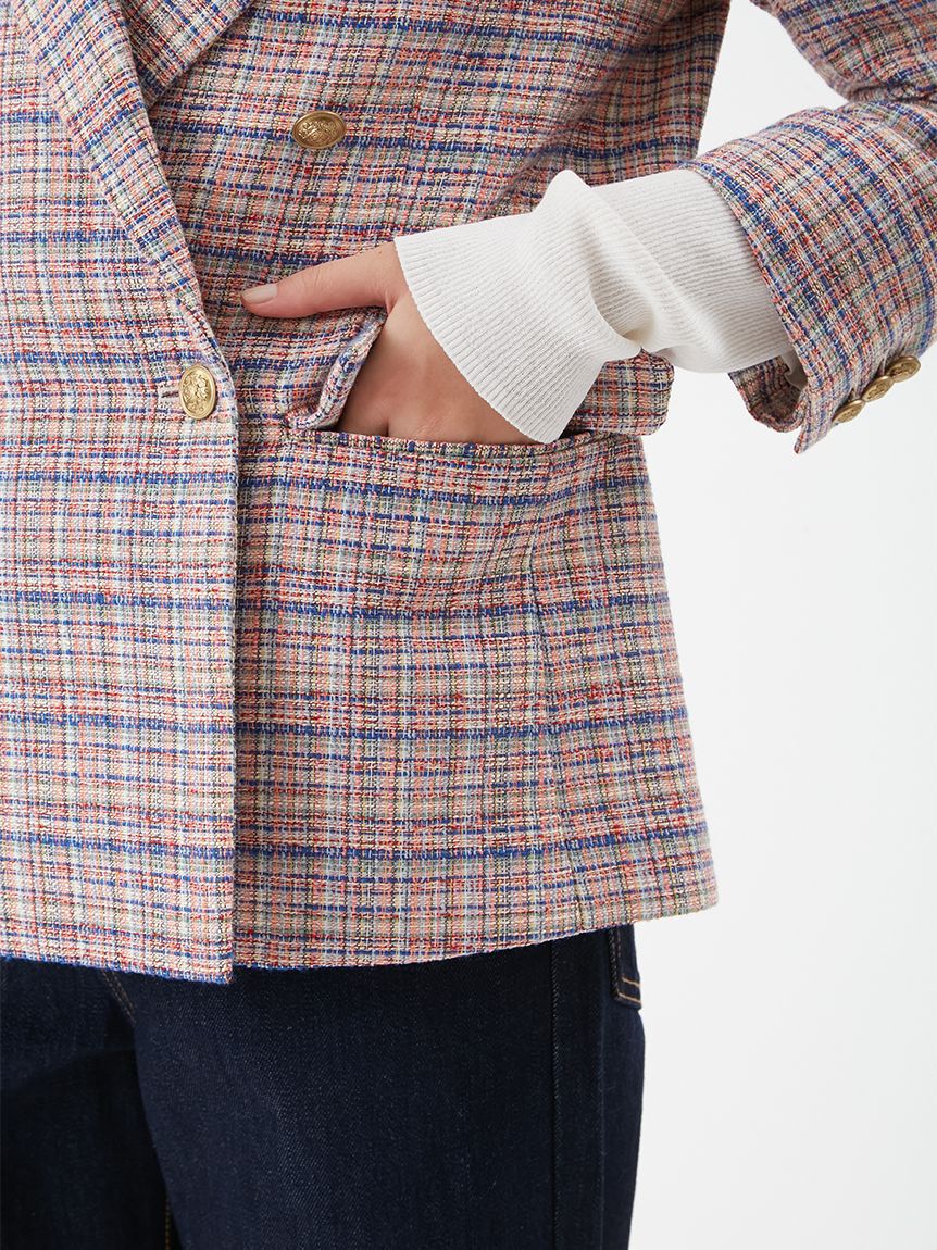 Mila Owen「金釦ダブルブレストツイードブレザー」|テーラードジャケット|