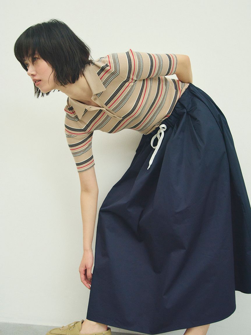 Mila Owen「【WEB限定カラー】ポロニット&times;タックフレアスカートドッキングワンピース」|ワンピース|