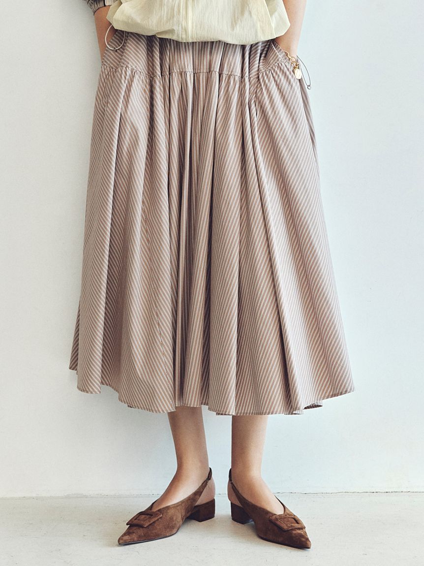 Mila Owen「ウエストボリュームフレアスカート」|スカート|BEG