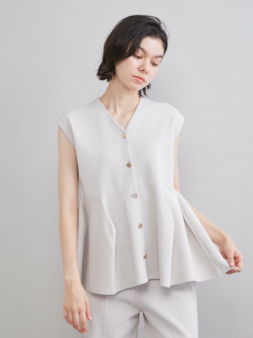 Mila Owen「ペプラムデザインＶネックベスト」|ニット・セーター|