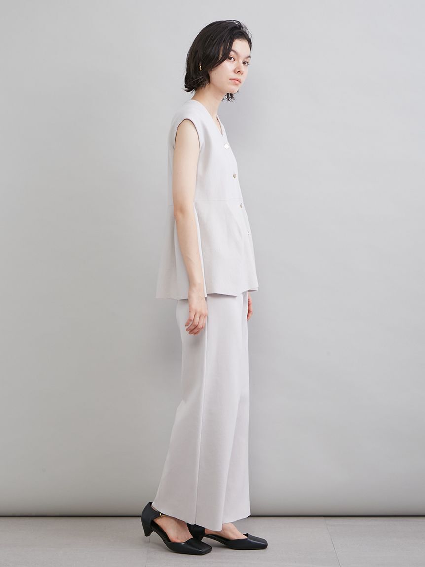 Mila Owen「ペプラムデザインＶネックベスト」|ニット・セーター|