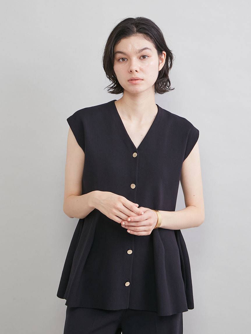 Mila Owen「ペプラムデザインＶネックベスト」|ニット・セーター|