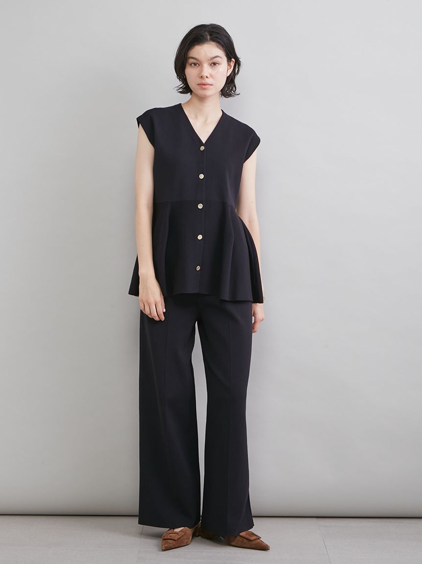 Mila Owen「ペプラムデザインＶネックベスト」|ニット・セーター|