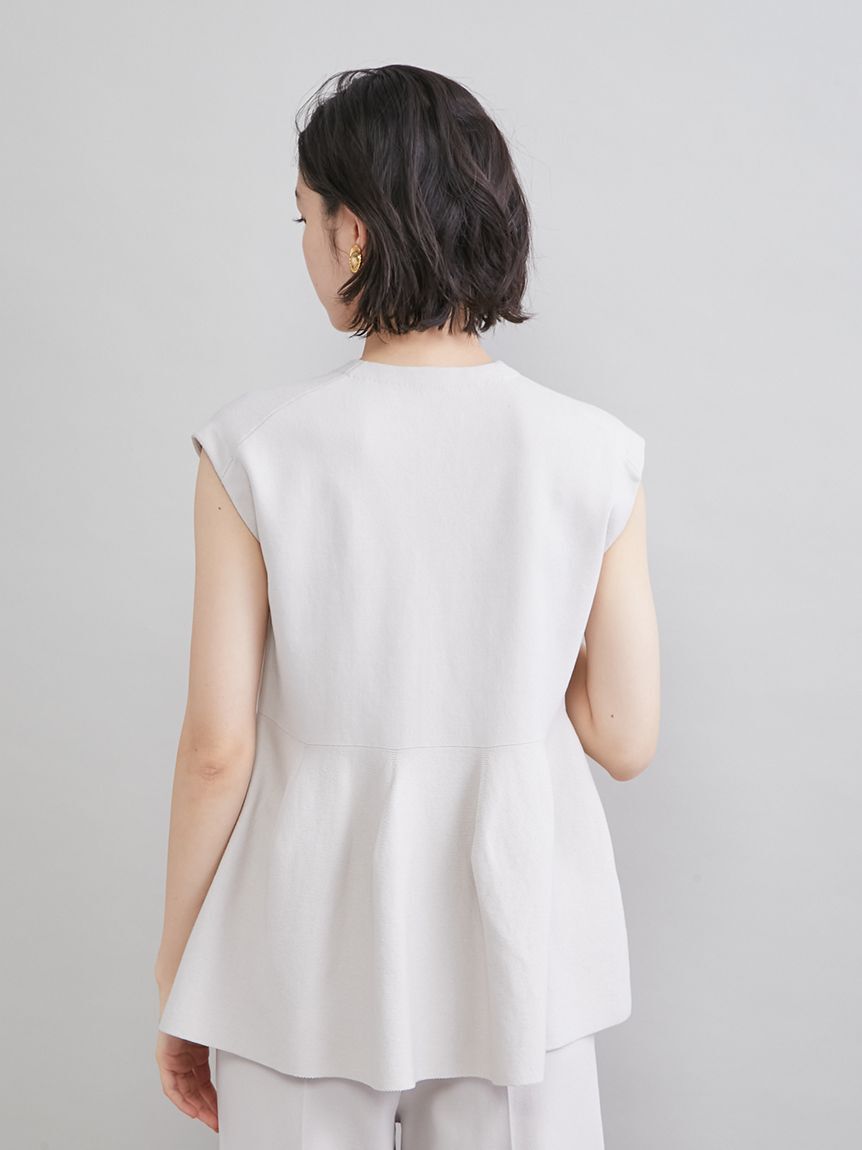 Mila Owen「ペプラムデザインＶネックベスト」|ニット・セーター|