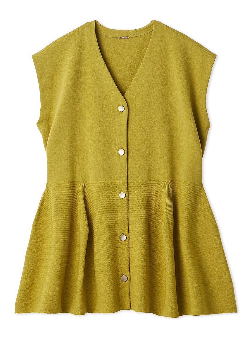 Mila Owen「ペプラムデザインＶネックベスト」|ニット・セーター|LIME