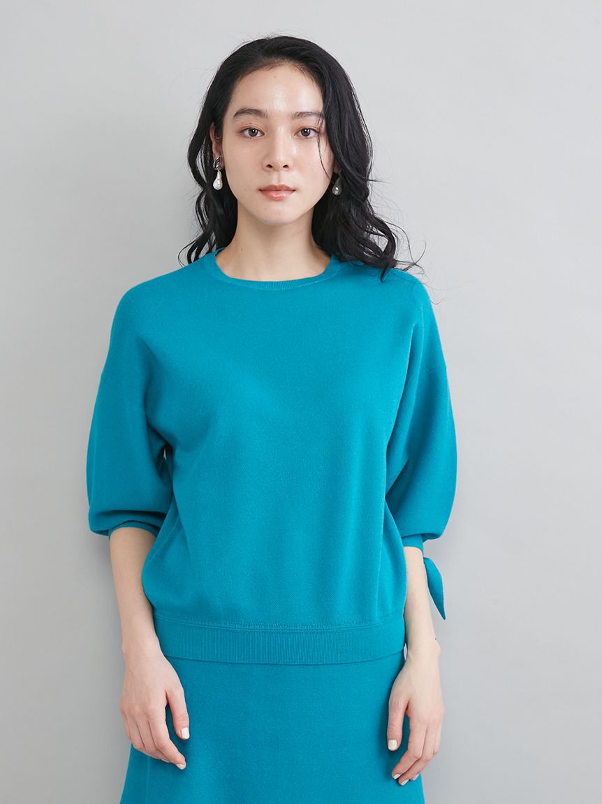 Mila Owen「【ウォッシャブル】ドライタッチ袖リボンニットプルオーバー」|ニット・セーター|