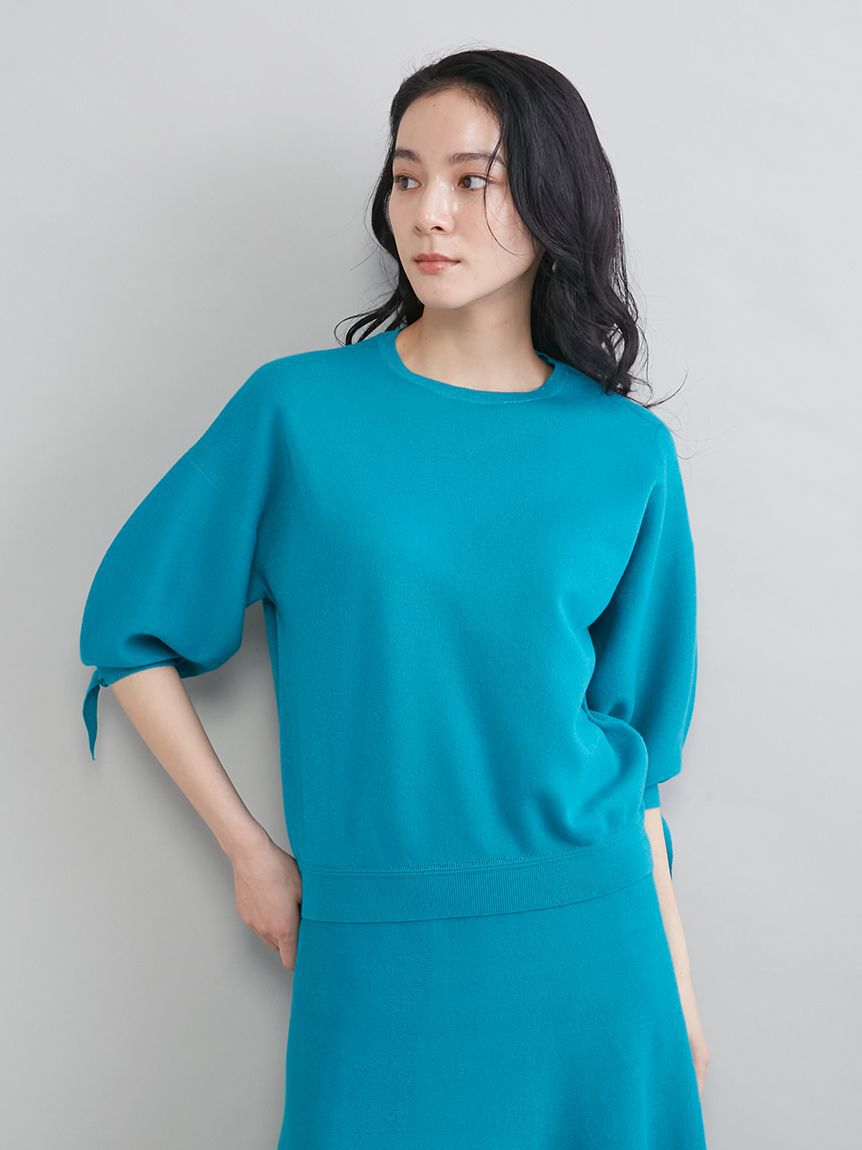 Mila Owen「【ウォッシャブル】ドライタッチ袖リボンニットプルオーバー」|ニット・セーター|TUQ