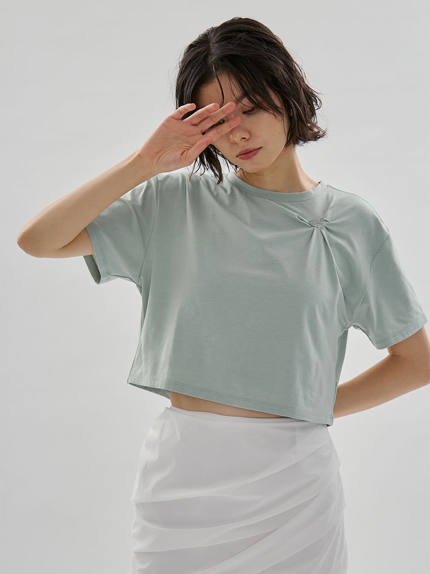 emmi atelier「【em】emmiロゴクロップドTシャツ/UVカット/接触冷感」|Tシャツ・カットソー|