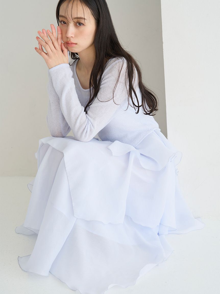 SNIDEL「シアーイレヘムニットコンビワンピース」|ワンピース|