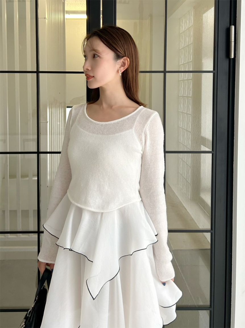 SNIDEL「シアーイレヘムニットコンビワンピース」|ワンピース|