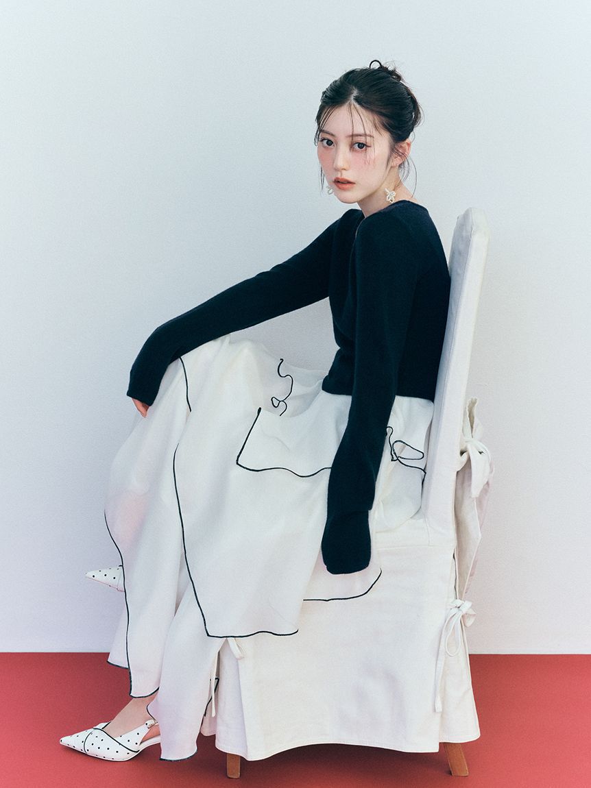 SNIDEL「シアーイレヘムニットコンビワンピース」|ワンピース|