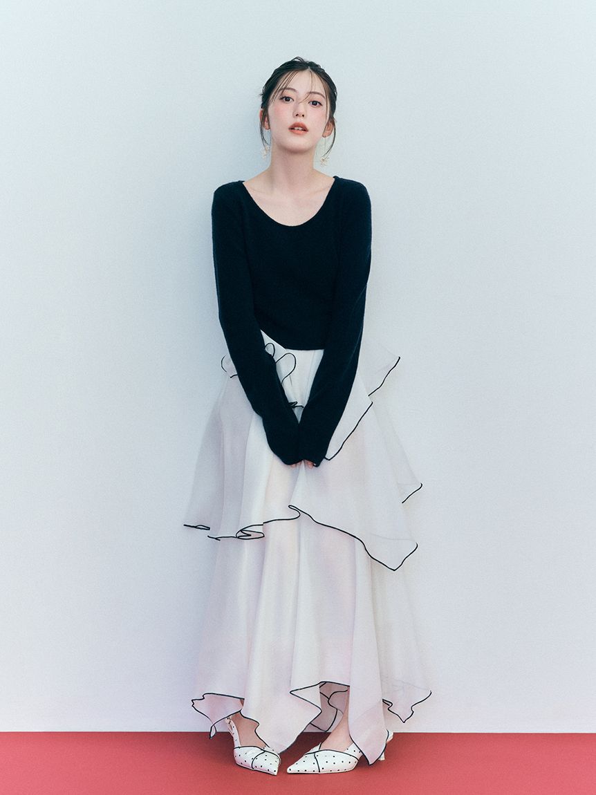 SNIDEL「シアーイレヘムニットコンビワンピース」|ワンピース|