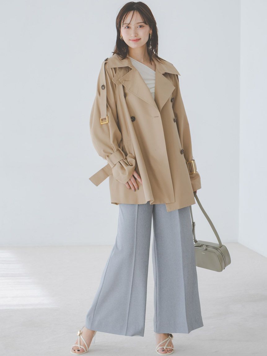 SNIDEL「スタイルアップベルティッドワイドパンツ」|チノ|