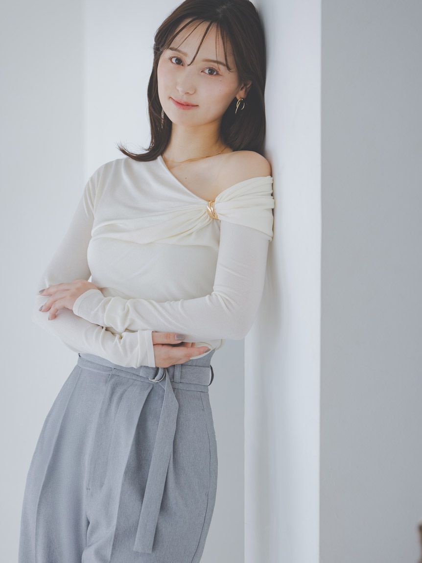 SNIDEL「デザインメタルドレープニットプルオーバー」|ニット・セーター|