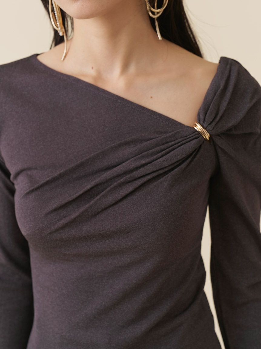 SNIDEL「デザインメタルドレープニットプルオーバー」|ニット・セーター|