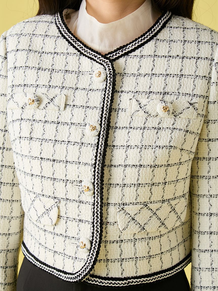 LILY BROWN「ツイードジャケット」|ノーカラージャケット|