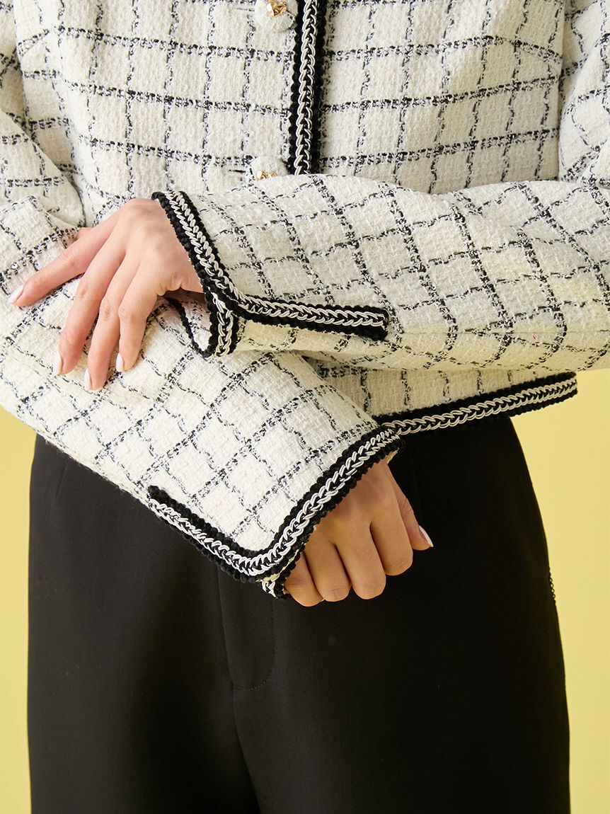 LILY BROWN「ツイードジャケット」|ノーカラージャケット|