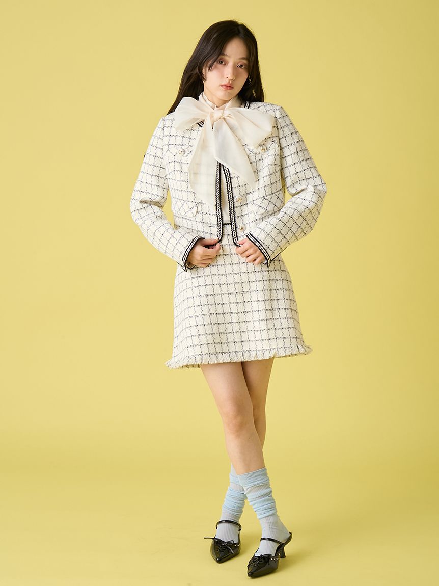 LILY BROWN「ツイードジャケット」|ノーカラージャケット|