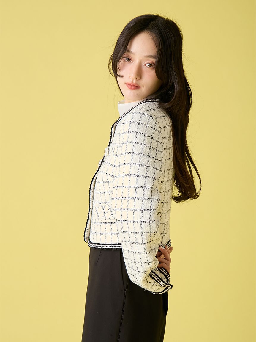 LILY BROWN「ツイードジャケット」|ノーカラージャケット|