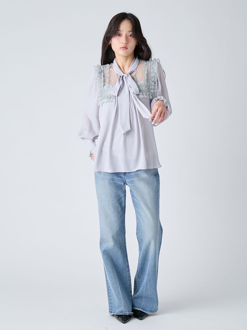 LILY BROWN「ヴィンテージライクボウタイブラウス」|シャツ・ブラウス|