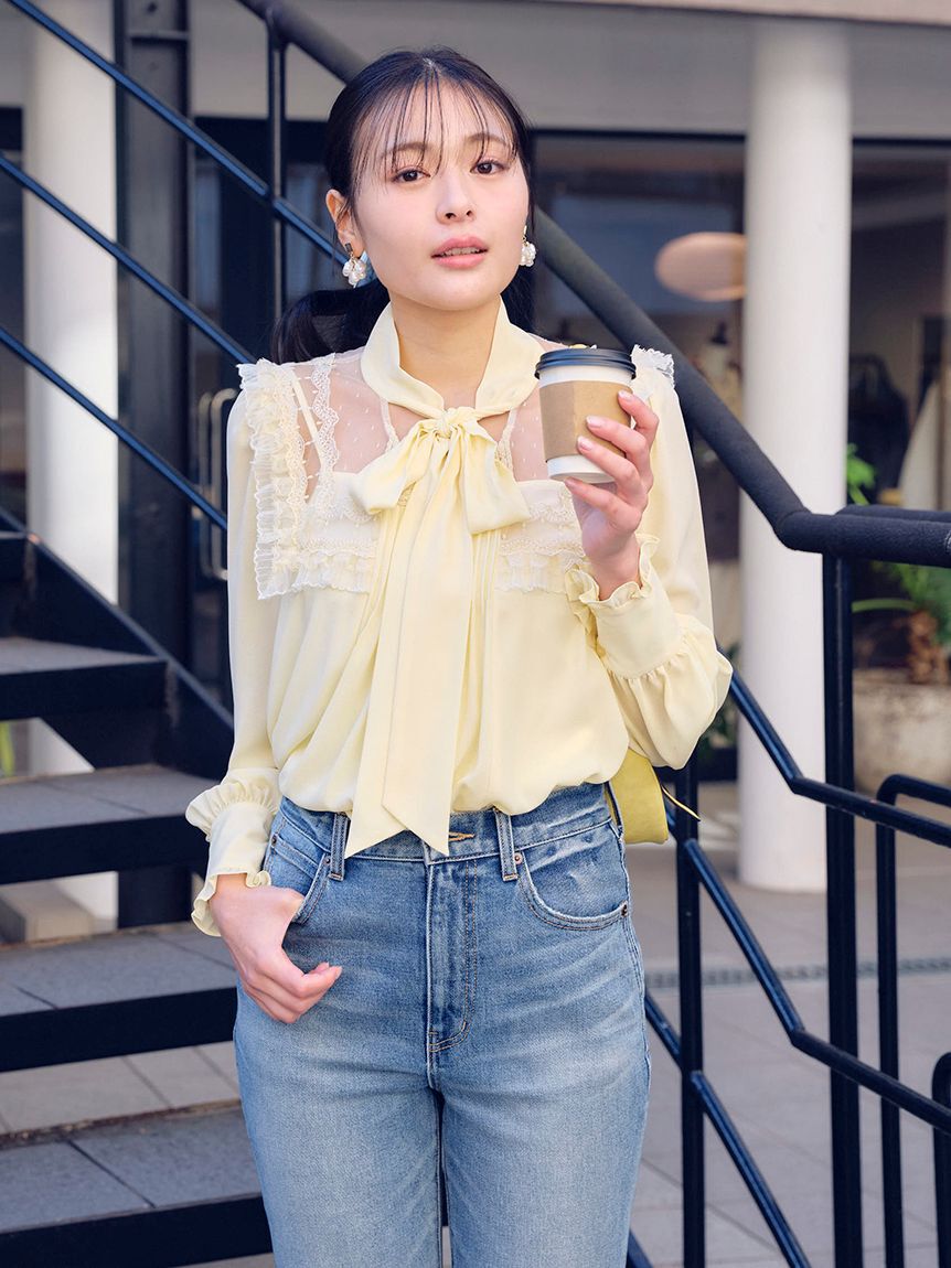 LILY BROWN「ヴィンテージライクボウタイブラウス」|シャツ・ブラウス|YEL