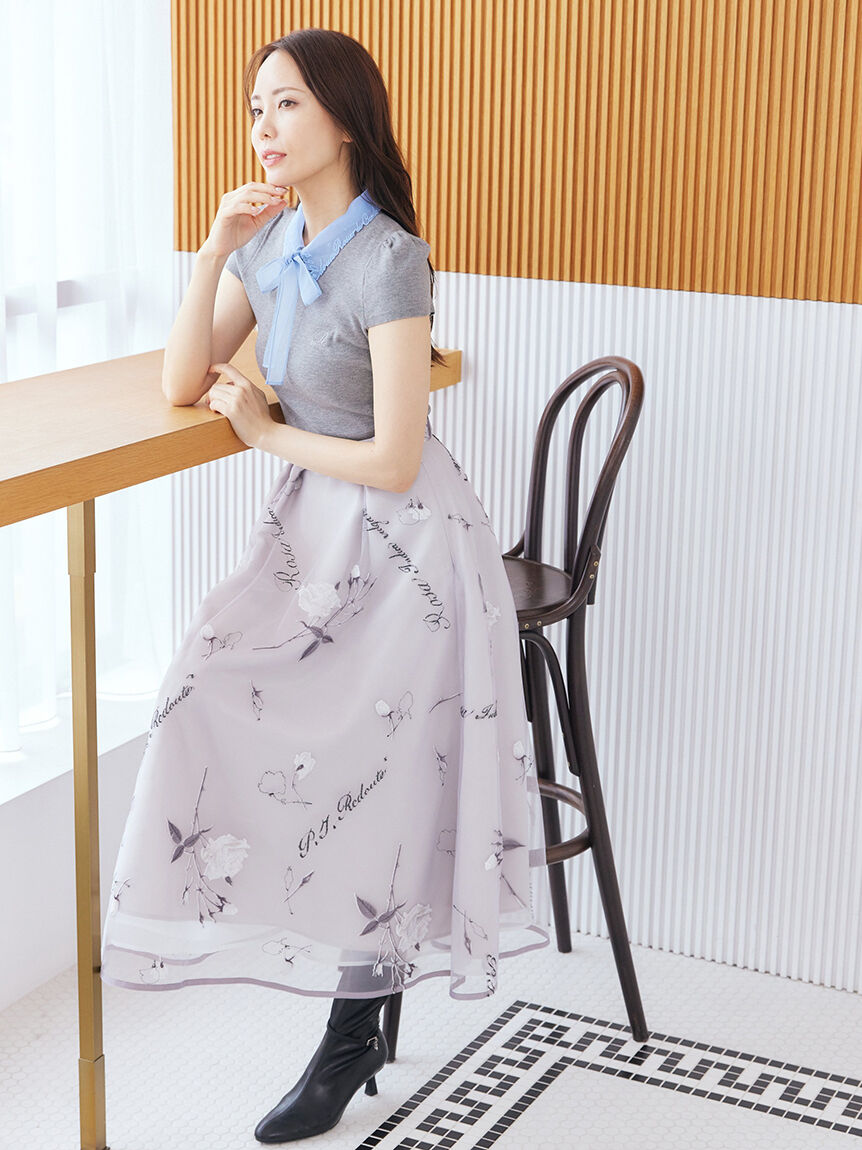 CELFORD「【CELFORD&times;P.J. REDOUTEコラボ】 Rosa刺繍チュールスカート」|スカート|LGRY