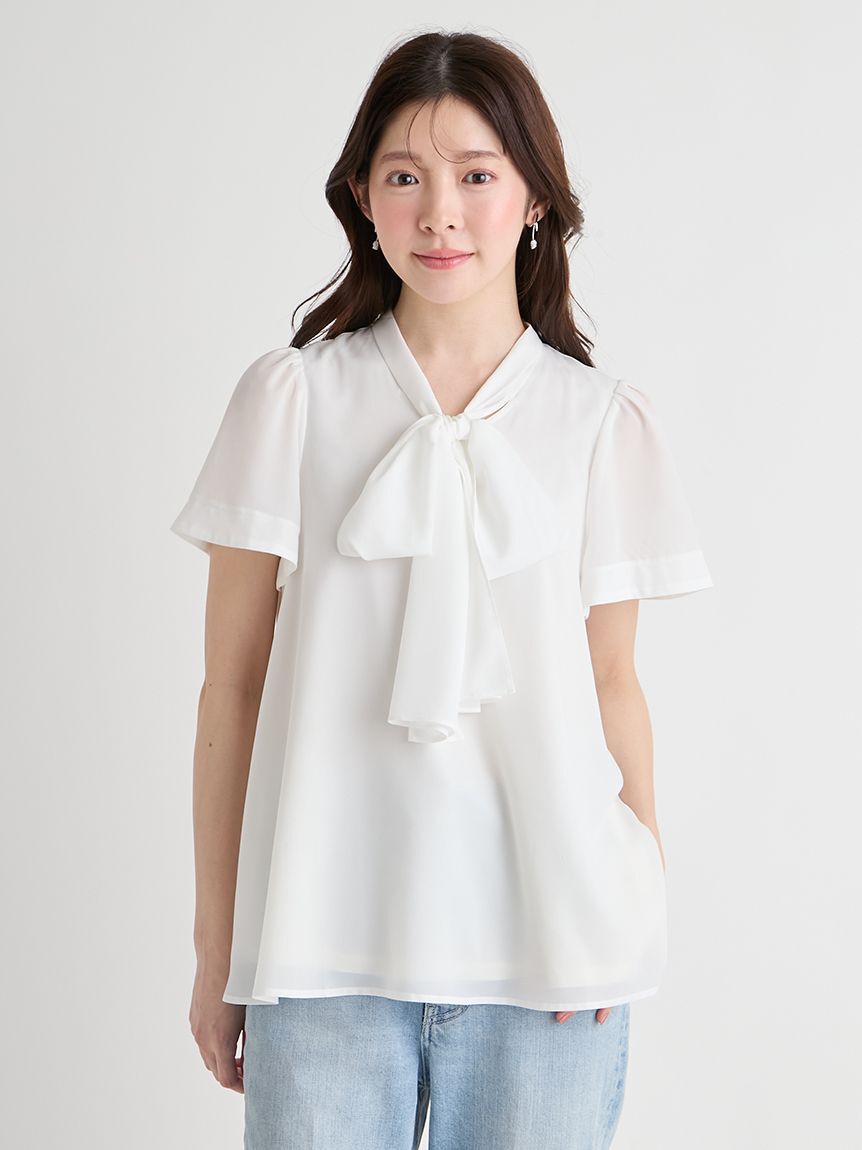 CELFORD「【洗える】ボウタイリボンハーフスリーブブラウス」|シャツ・ブラウス|OWHT