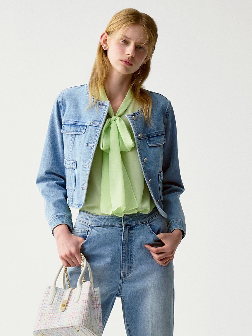 CELFORD「【洗える】ボウタイリボンハーフスリーブブラウス」|シャツ・ブラウス|