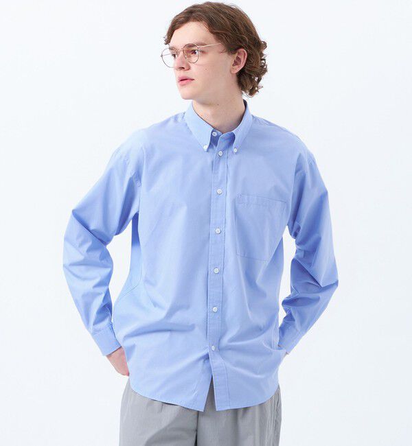 MACKINTOSH PHILOSOPHY「オーバーサイズ 長袖ボタンダウンシャツ 無地/ストライプ」|シャツ・ブラウス|ブルー