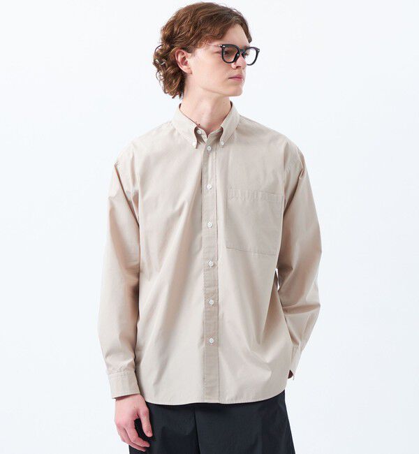 MACKINTOSH PHILOSOPHY「オーバーサイズ 長袖ボタンダウンシャツ 無地/ストライプ」|シャツ・ブラウス|ベージュ