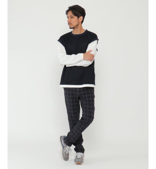 ikka「ワッフルフェイクベストレイヤード」|パーカー|