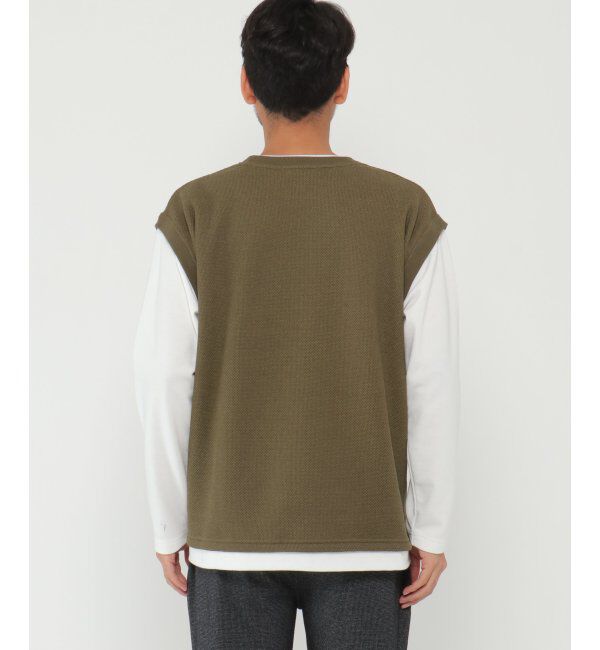 ikka「ワッフルフェイクベストレイヤード」|パーカー|