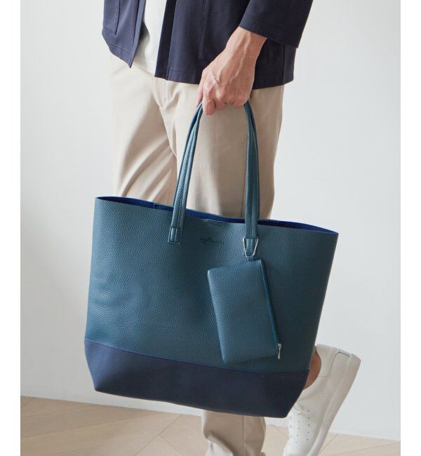 ikka「バイカラーシュリンクトートバッグ」|その他|グリーン1