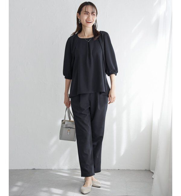 IKKA LOUNGE「GOKU楽ペプラムセットアップ」|ワンピース|ネイビーブルー