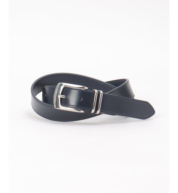 ikka「30mmダブルカンレザーベルト」|ダウンベスト・ベスト|ネイビーブルー