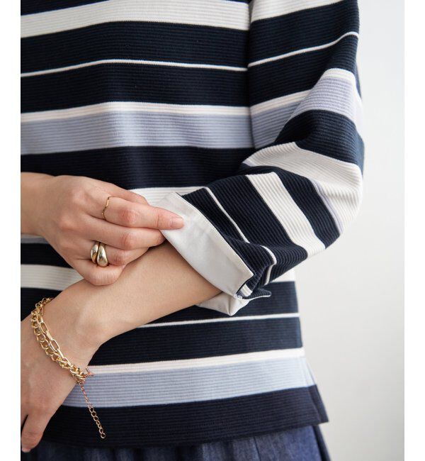 IKKA LOUNGE「リップルボーダーキーネックプルオーバー」|Tシャツ・カットソー|