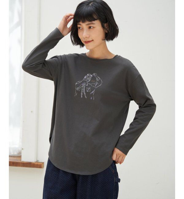Lbc with Life「Girlプリントロゴ刺繍ロンT」|Tシャツ・カットソー|