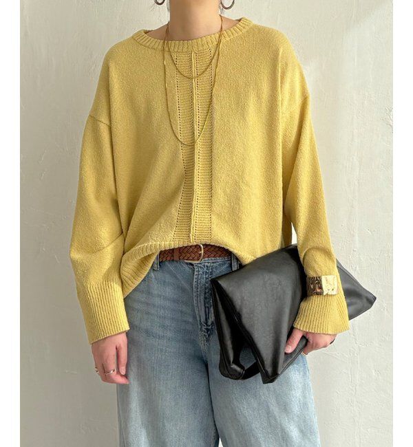 Lbc with Life「ミニブークレサイドスリットニット」|カーディガン|