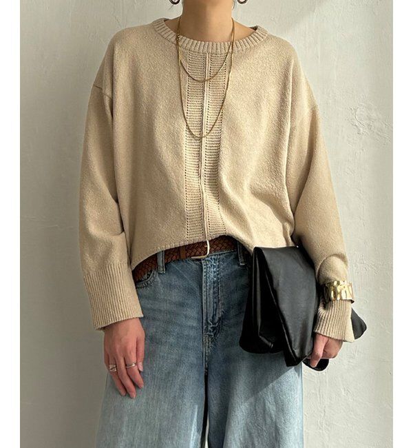 Lbc with Life「ミニブークレサイドスリットニット」|カーディガン|
