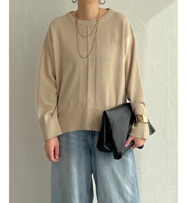 Lbc with Life「ミニブークレサイドスリットニット」|カーディガン|