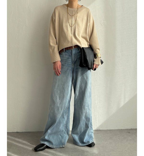 Lbc with Life「ミニブークレサイドスリットニット」|カーディガン|